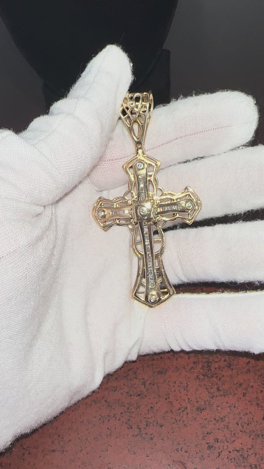 10K Gold Diamond Cross Pendant