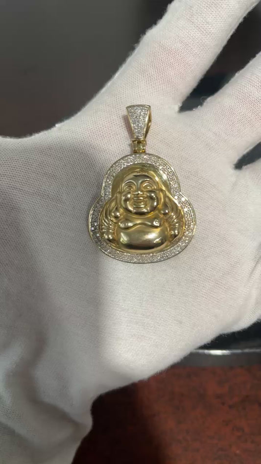 10K Natural Diamond Buddha Pendant